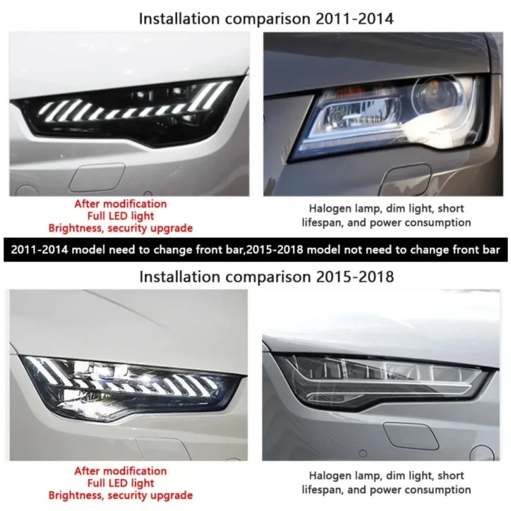 LED Headlight for A7 2011-2018 Modified RS7 Head Front Light  Lens Lamp Car Accessories